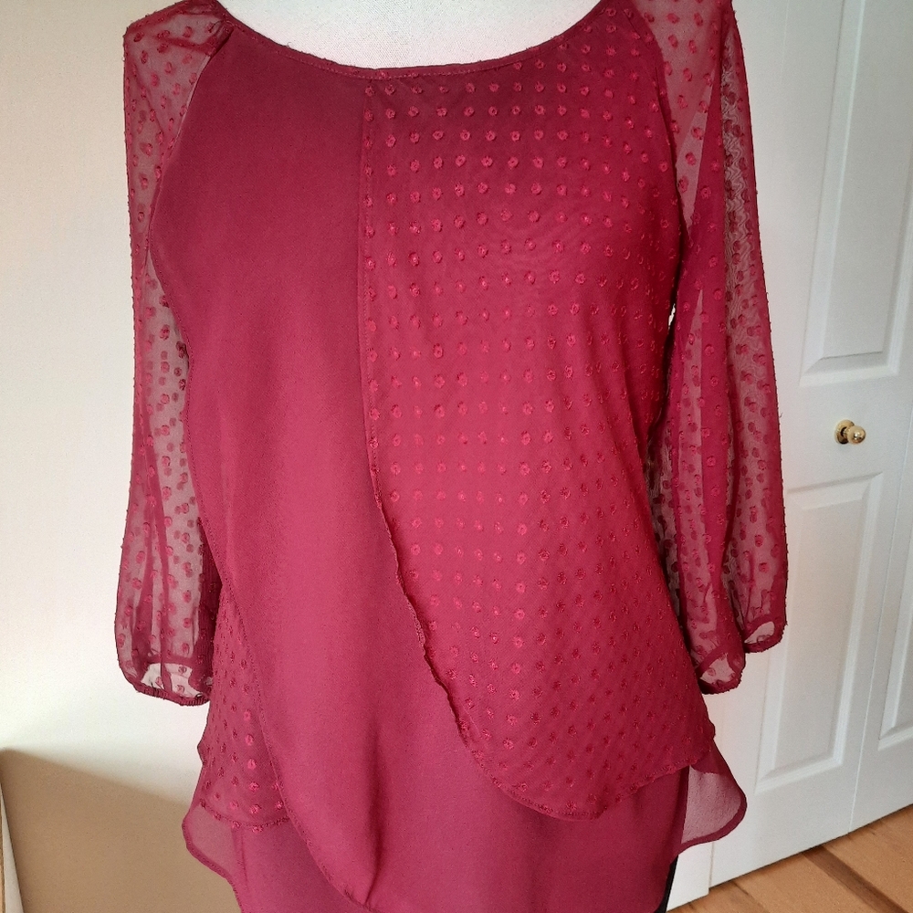 Pretty, flowy, mixed media blouse